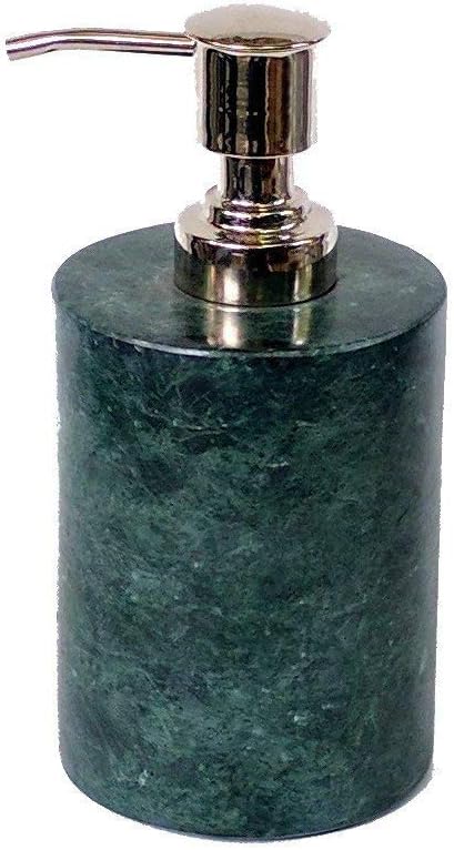 Color Green Stone made Natural Stone Liquid Soap Dispenser by Wigano.Stone Soap Dispenser with Chrome Polish Pump Ideal for Room Bathroom, Luxury Hotel Bathroom (Green)